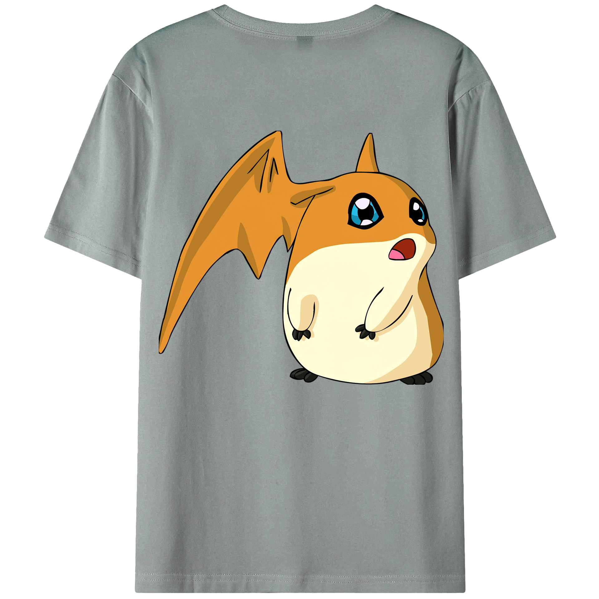 （画像用） Digimon デジタルモンスター/デジモン 綿100％ メンズ半袖Tシャツ（バックプリント） 通気性
